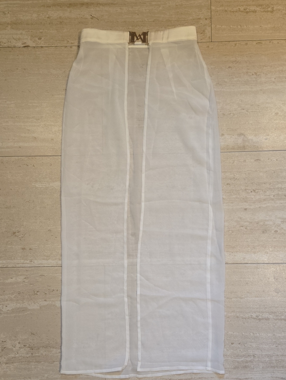 MESHKI Sheer White Open Front Panel Cover-Up